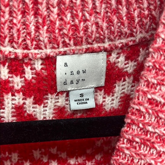 a new day Red and Cream Cowl Neck Sweater - Picture 2 of 3